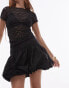 Topshop bubble tiered taffeta mini skirt in black