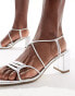 Public Desire Wide Fit Taryn strappy block heel sandals in silver