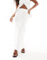 4th & Reckless Petite exclusive linen look maxi seam detail skirt co-ord in white