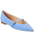 Stuart Weitzman Crystal Buckle Suede Flat Women's Blue 6.5