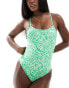 Nike Swimming Hydrastrong tight fit performance swimsuit in green shock print