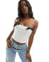 Kaiia contrast bow detail bandeau top in white