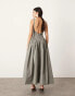 ASOS EDITION ruched drop waist maxi dress with D ring detail in grey