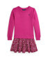 Big Girls Floral Woven-Skirt Fleece Dress