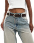 ASOS DESIGN waist and hip jeans belt with gold snake buckle in brown