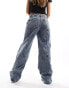 Lioness low rise seam detail baggy jeans in dark acid blue wash