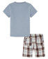 Little Boys Rocket Short Sleeve T-shirt and Prewashed Plaid Shorts