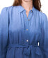 Women's Ombré Belted Long-Sleeve Maxi Shirtdress