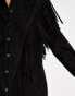 Urbancode real leather fringe dress in black