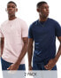 ASOS DESIGN 2 pack crew neck t-shirts in navy and pink