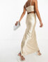 Collective the Label Petite exclusive embellished maxi skirt co-ord in champagne