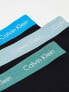 Calvin Klein Plus cotton stretch trunks 3 pack in black with coloured waistband