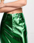 Amy Lynn Lupe midi skirt in metallic scarab green