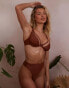 Wolf & Whistle X Emily Hughes Fuller Bust high waist bikini bottom in brown glitter