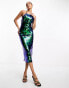 Collective the Label exclusive disc sequin midi dress in cobalt mix