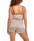 Женская пижама ICollection womens Kaieen Dotted Satin Romper with Button Down Lace Overlay