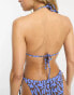 We Are We Wear rib reversible melissa triangle bikini top in blue wave print