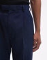 Topman straight highwaist relaxed trousers in navy