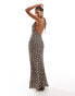 Pull&Bear backless halterneck maxi dress in leopard print