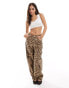 Bershka carpenter trousers in leopard print