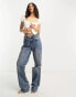 Glamorous milkmaid split hem top in off white