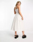 COLLUSION shirred bodice maxi summer smock dress in white