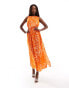 AX Paris sleeveless cut out midi dress in orange zebra print