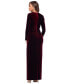 Women's Long-Sleeve Front-Slit Velvet Gown