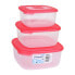 TONTARELLI Set of 3 Coral Square Lunch Boxes