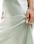 New Look satin bias midi skirt in light green