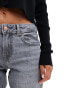 Stradivarius low waist straight leg jean with rips in washed grey