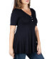 Plus Size Elbow Sleeve Henley Tunic Top