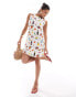 ASOS DESIGN linen mix mini dress in holiday print