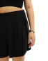 ASOS DESIGN Curve seamed high waist shorts with linen in black