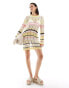 ASOS DESIGN knitted open stitch long sleeve mini dress in stripe