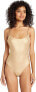 Skin 238136 Womens The Sloane Mallot One-Piece Swimwear Solid Gold Size Small