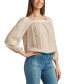 Juniors' Lace-Trim Tie-Back Peasant Top