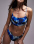 Topshop mix and match square neck cami bikini top in ink print