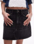 Topshop denim high waisted mini skirt in washed black