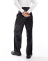 ASOS DESIGN wide suit trouser in black satin