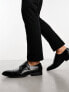 ASOS DESIGN monk shoes in black faux leather with emboss panel