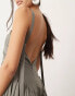 ASOS EDITION ruched drop waist maxi dress with D ring detail in grey