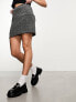 New Look stretch glitter mini skirt in silver