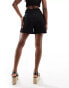 Kaiia crochet drawstring shorts in black