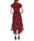 Women's Printed V-Neck Flutter-Sleeve Dress