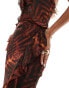 ASOS DESIGN strappy ruffle detail maxi dress in abstract animal print