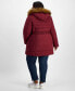 Plus-Size Belted Faux-Fur-Hooded Puffer Coat