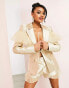 ASOS LUXE suit blazer with tulle detail in oyster