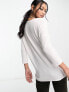 Only wide neck 3/4 sleeve top in white