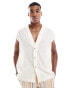 ASOS DESIGN relaxed sleeveless smart linen look shirt in beige